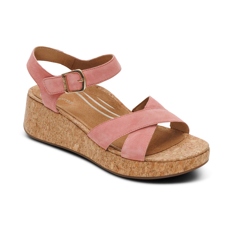 Flora Adjustable Quarter Strap Wedge  #color_antique rose