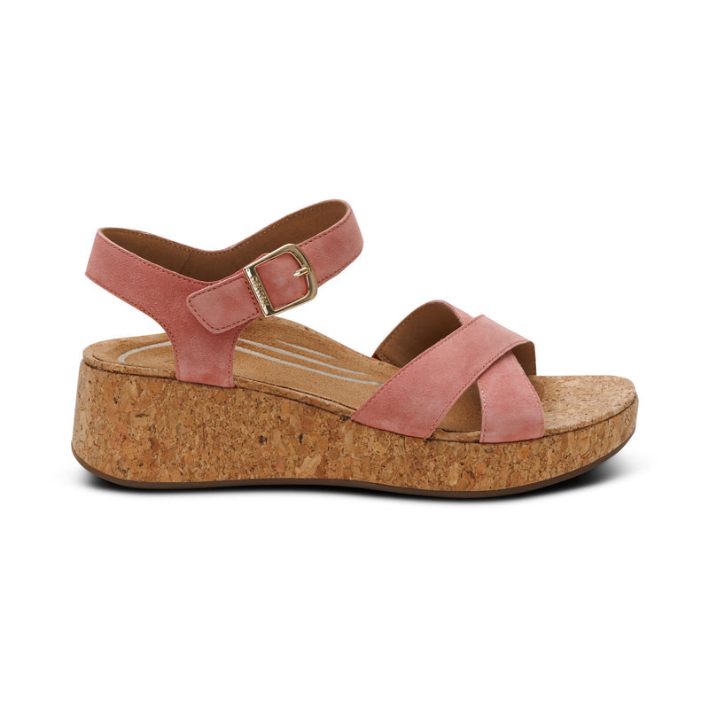 Flora Adjustable Quarter Strap Wedge  #color_antique rose