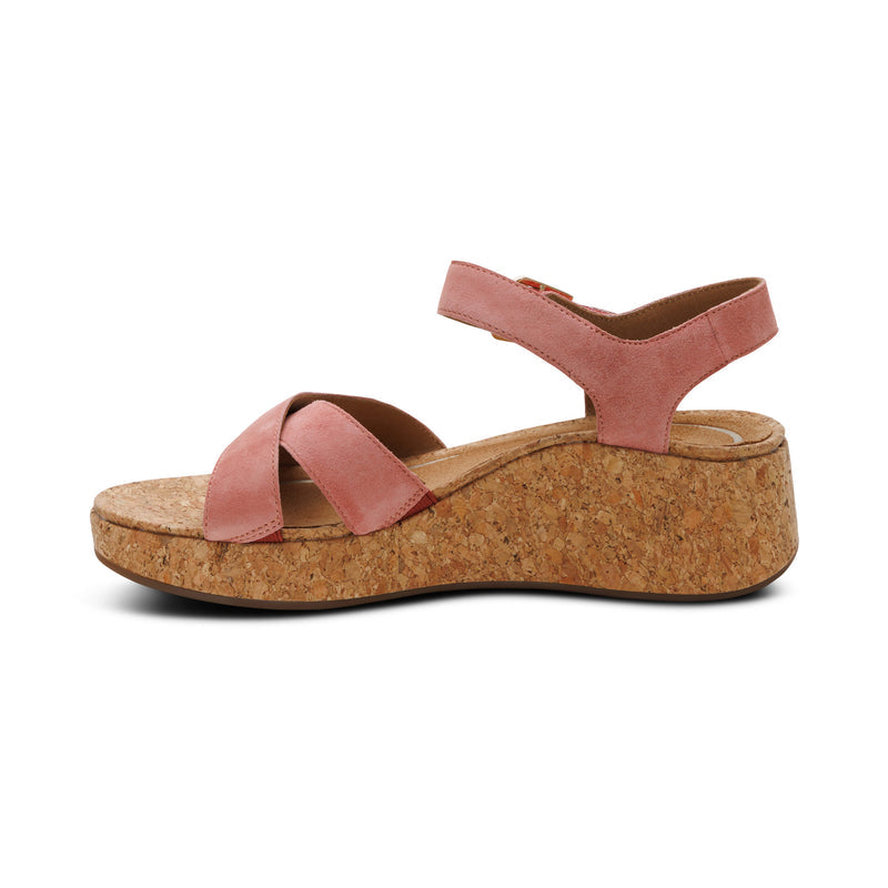 Flora Adjustable Quarter Strap Wedge  #color_antique rose