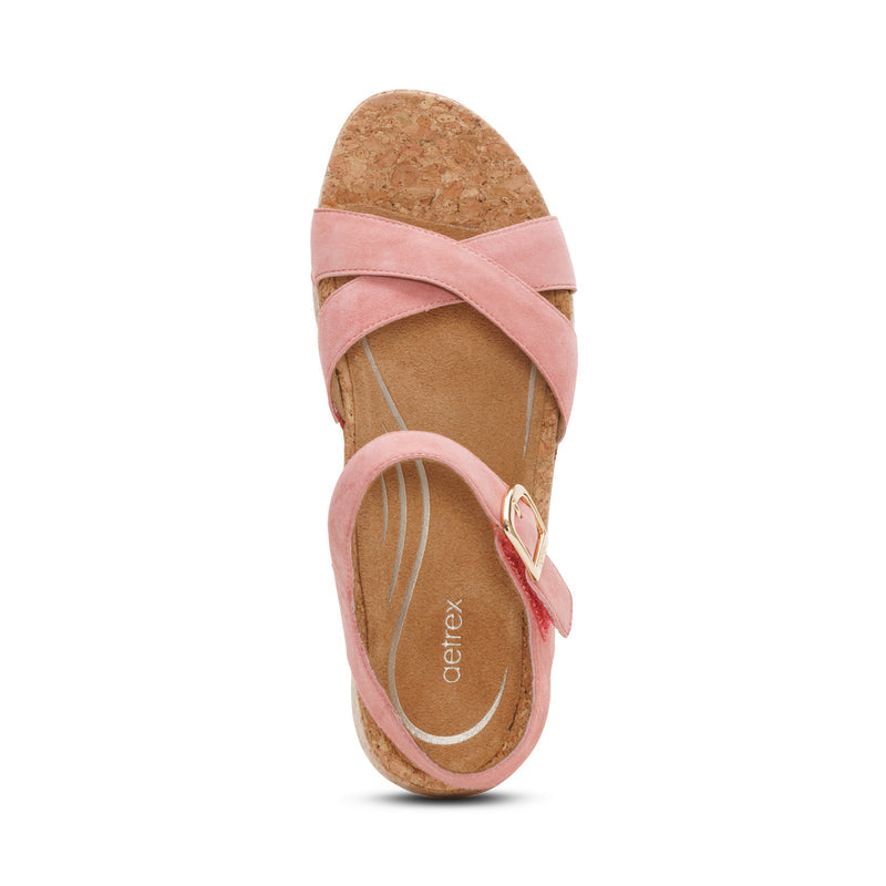 Flora Adjustable Quarter Strap Wedge  #color_antique rose