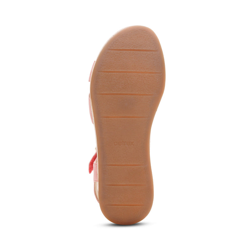 Flora Adjustable Quarter Strap Wedge  #color_antique rose