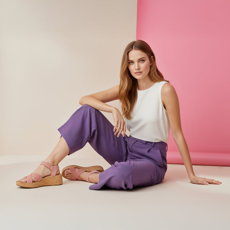Flora Adjustable Quarter Strap Wedge  #color_antique rose