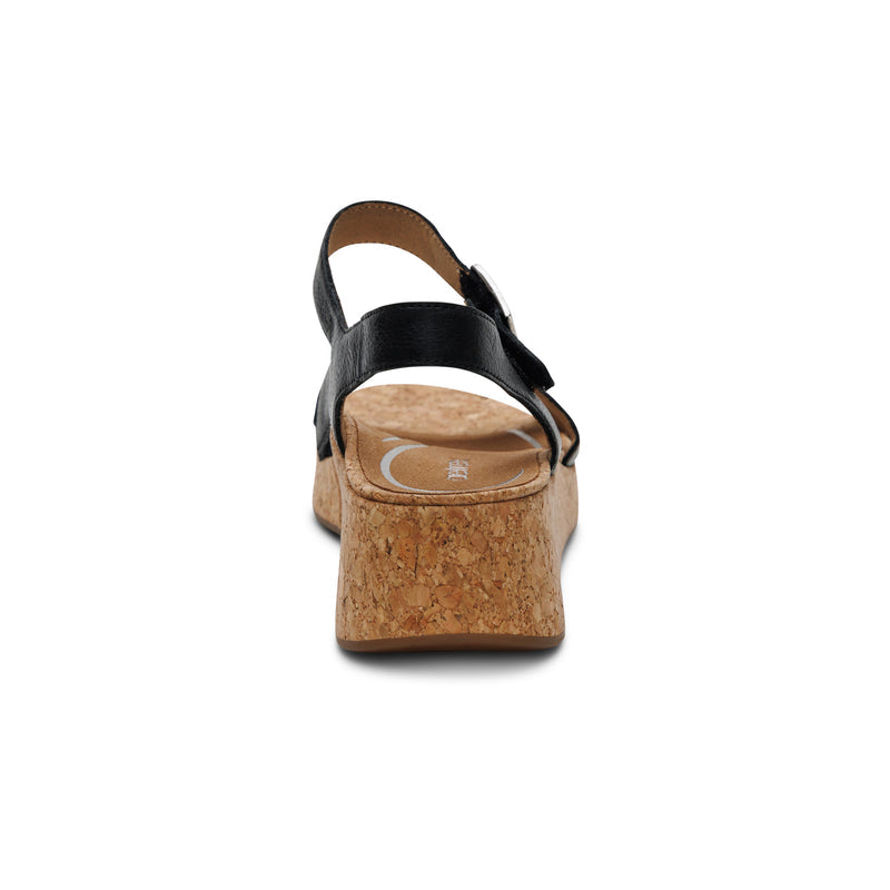 Flora Adjustable Quarter Strap Wedge  #color_black
