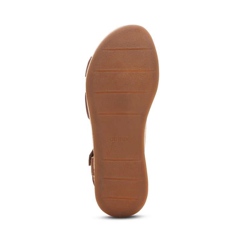 Flora Adjustable Quarter Strap Wedge  #color_brown