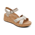 Flora Adjustable Quarter Strap Wedge  #color_champagne