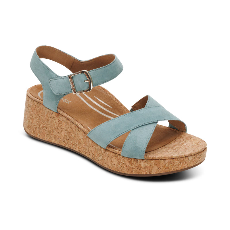 Flora Adjustable Quarter Strap Wedge  #color_sage