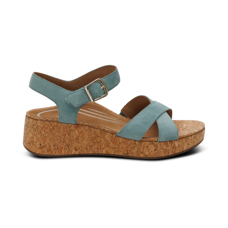 Flora Adjustable Quarter Strap Wedge  #color_sage