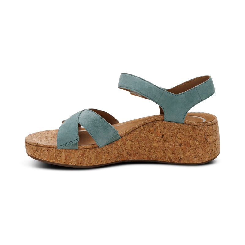 Flora Adjustable Quarter Strap Wedge  #color_sage
