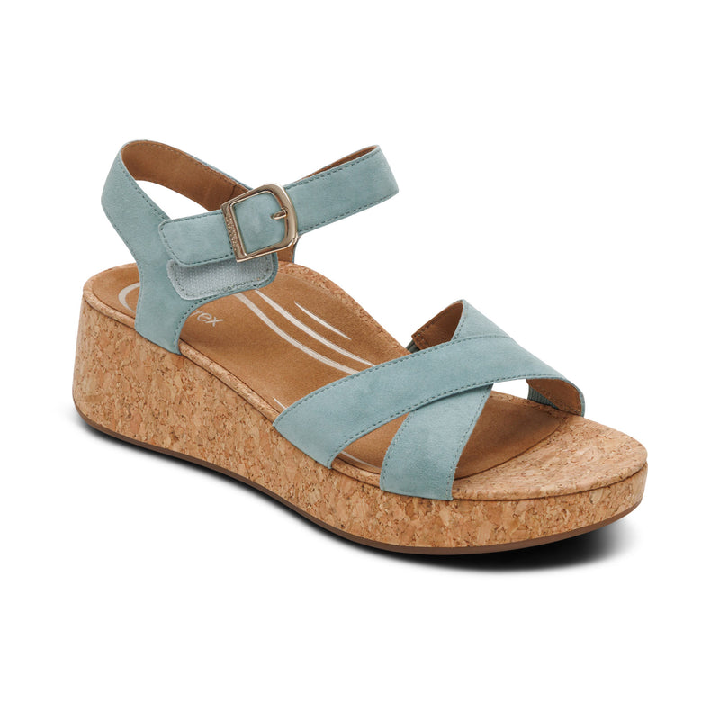 Flora Adjustable Quarter Strap Wedge  #color_sage