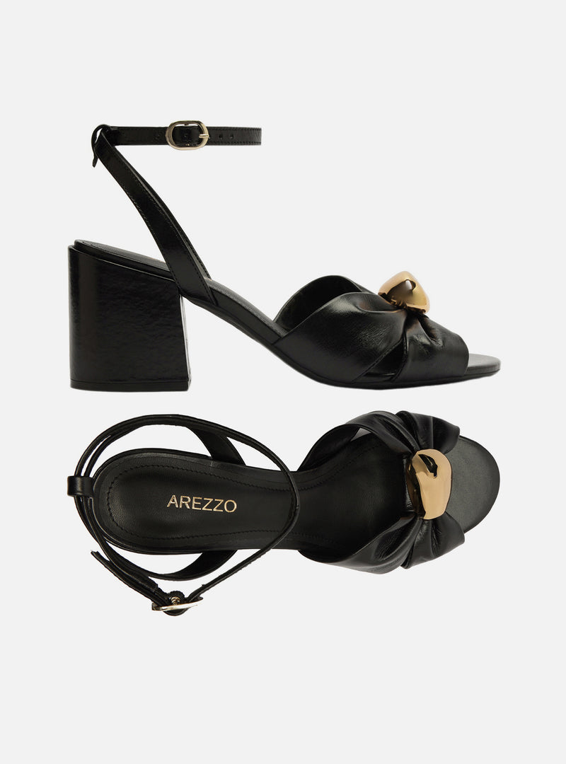 Flora Mid Block Leather Sandal Sandals F/25