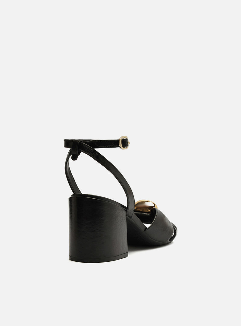 Flora Mid Block Leather Sandal Sandals F/25