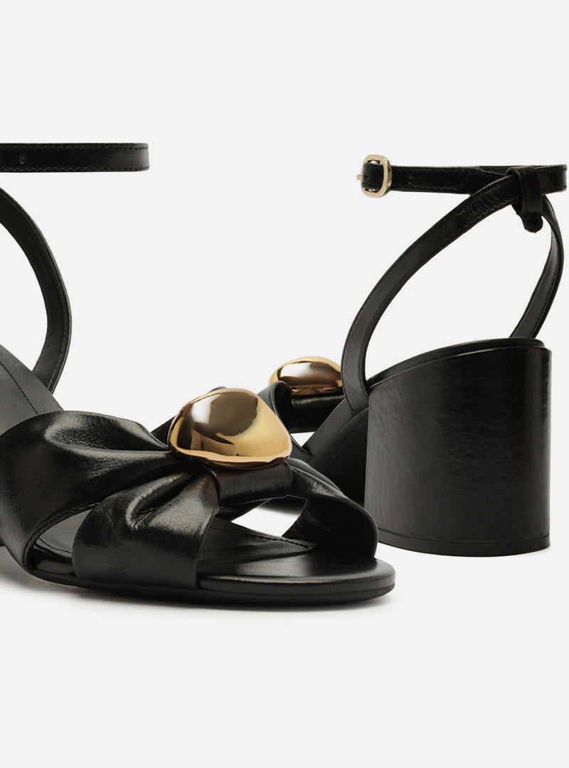 Flora Mid Block Leather Sandal Sandals F/25
