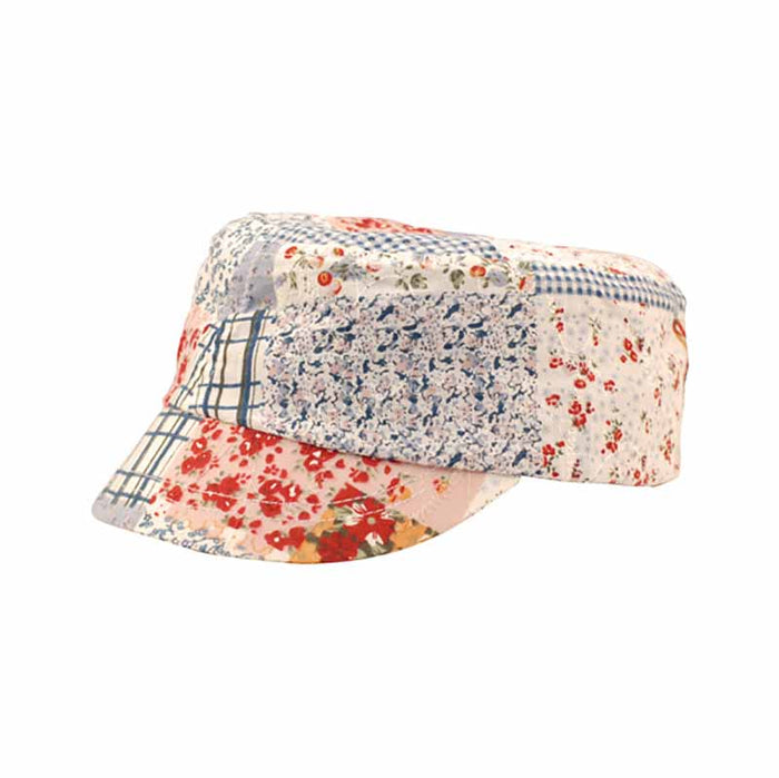 Floral Patchwork Cotton Cadet Cap for Small Heads Cap MegaCI MC6573Y Blue Small (55 cm)