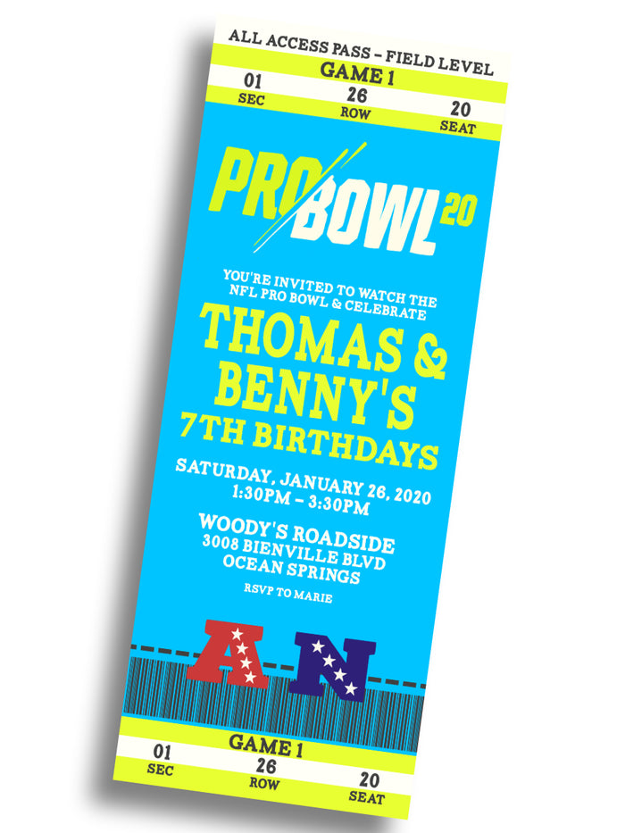 Football Pro Bowl Birthday Invitation