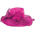 Fuchsia Organza Hat with Black Trim - Scala Collezione Dress Hat Scala Hats ld13fc Fuchsia