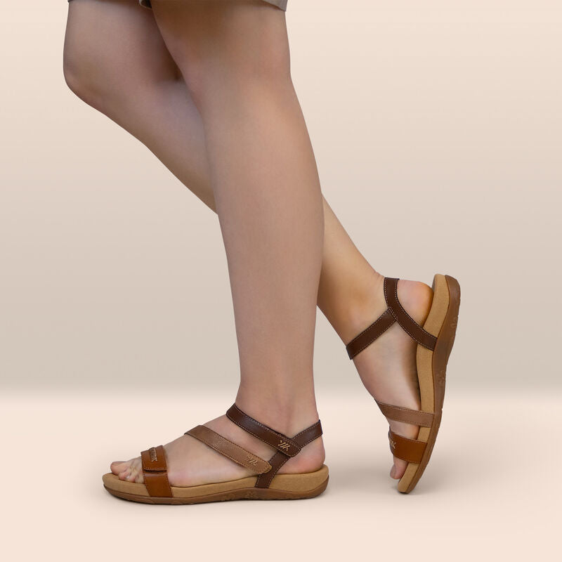 Gabby Adjustable Quarter Strap Sandal #color_cognac-multi