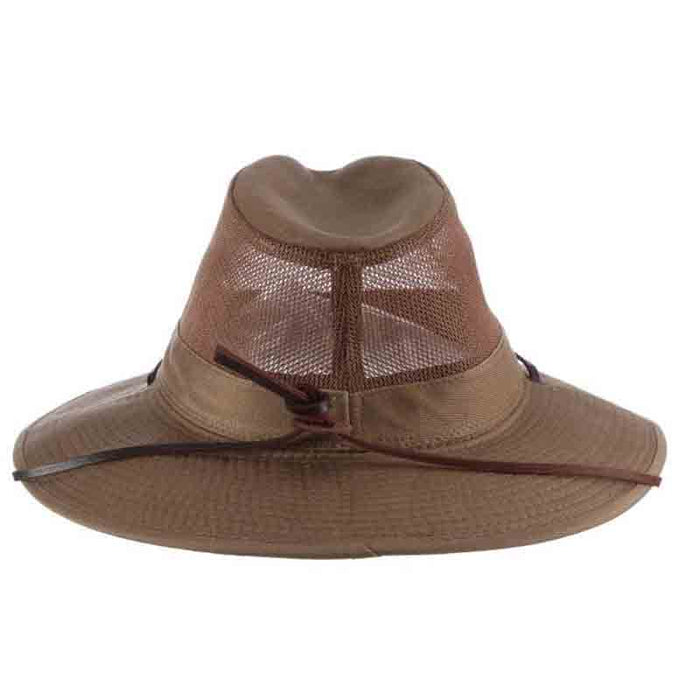 Garment Washed Twill Mesh Crown Safari with Chin Cord - DPC Outdoor Design Safari Hat Dorfman Hat Co.