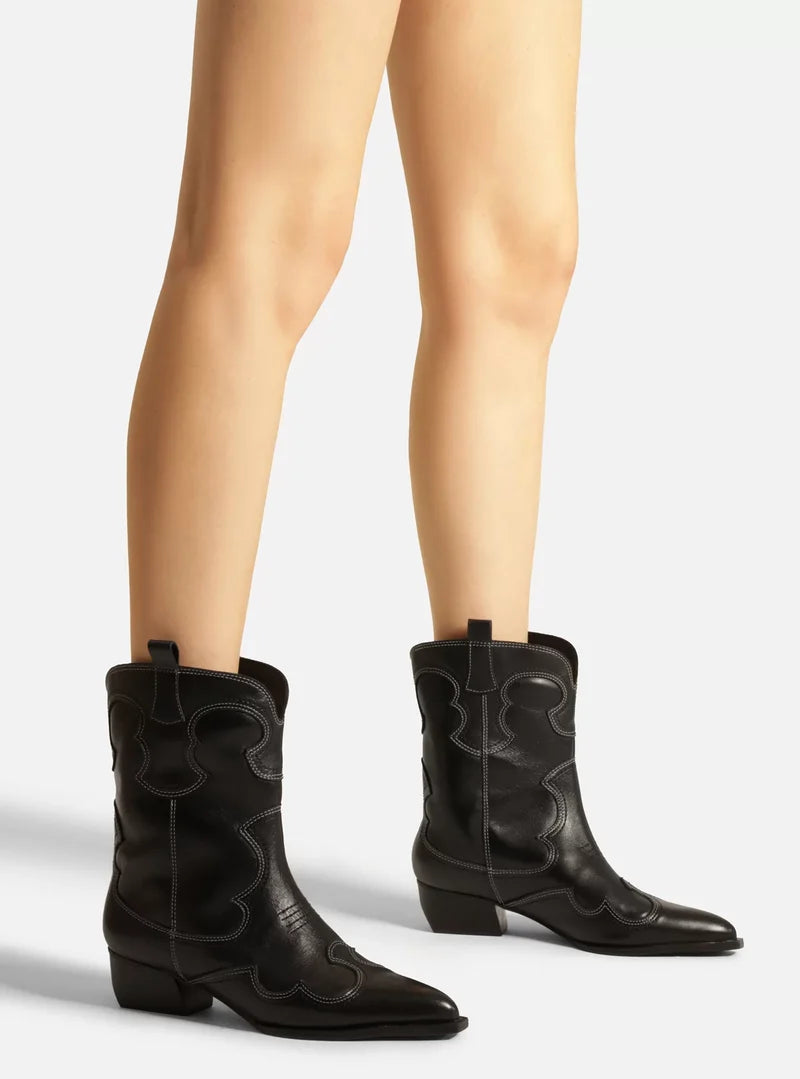 Giovanna Leather Block Boot Booties PRE FALL 24
