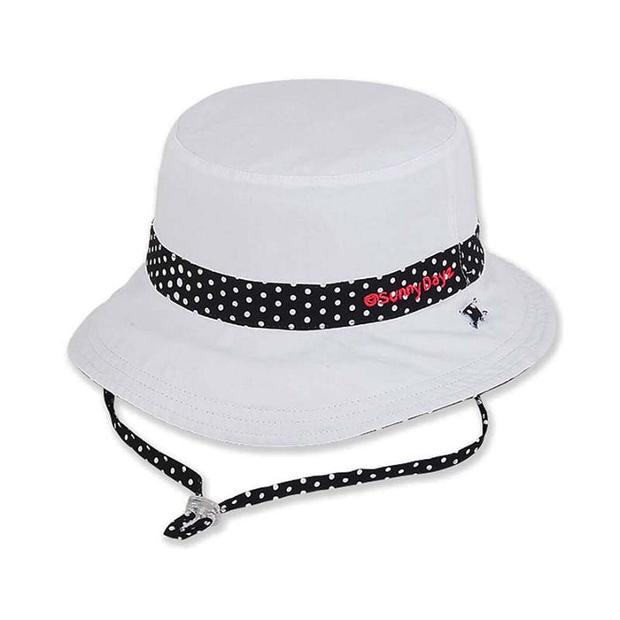 Girls Reversible Polka Dot Cotton Bucket Hat - Sunny Dayz Hats Bucket Hat Sun N Sand Hats
