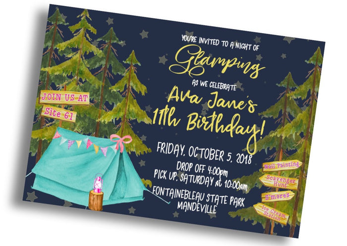 Glamping Birthday Invitation