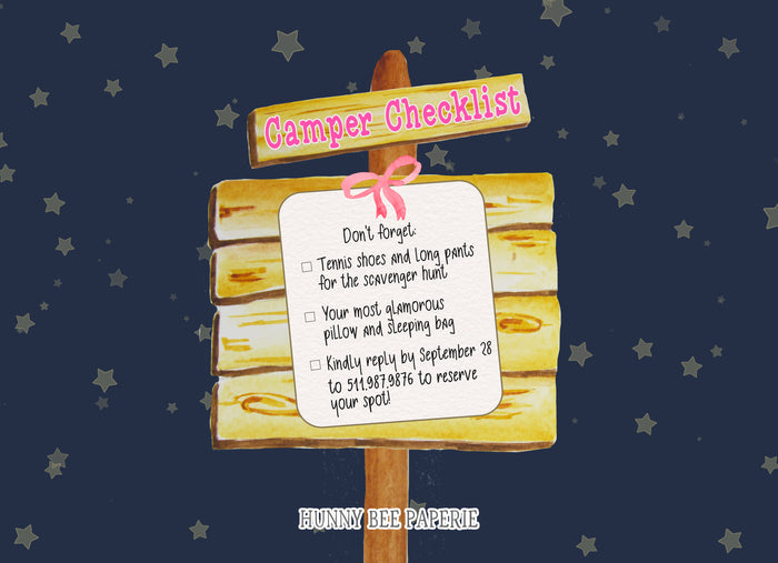 Glamping Birthday Invitation