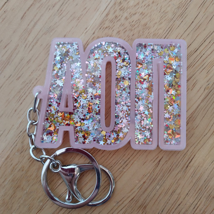 Glitter Keychain - Alpha Omicron Pi