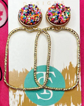 Glitter Top Rectangle Hoops