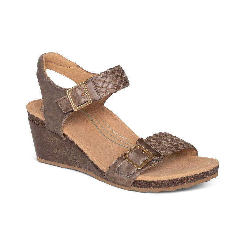 Grace Adjustable Woven Wedge #color_taupe