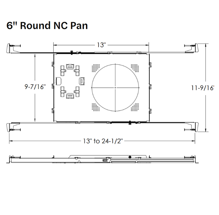Halco - ACC-NCP-ABH-6R - 6" NC Rough-in Pan with Adj. Bar Hangers for Slim Downlights product image