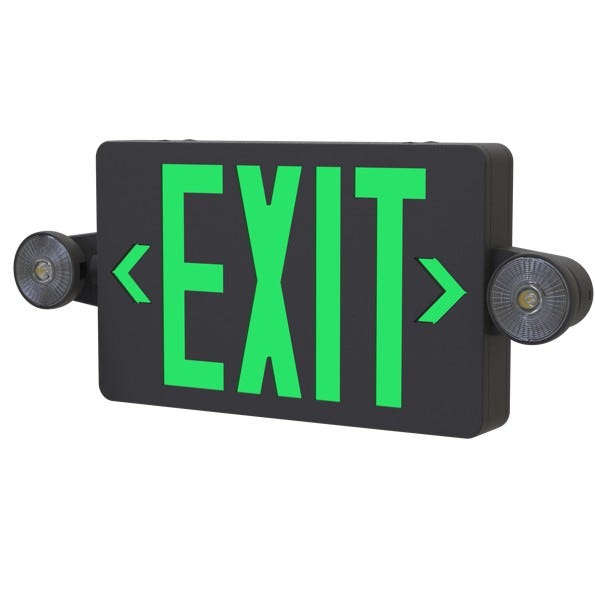 Halco - EMG-EXC-BK-RG - LED Exit / EM Light Combo Black Thermoplastic Red/GRN Sng/DBL Face product image