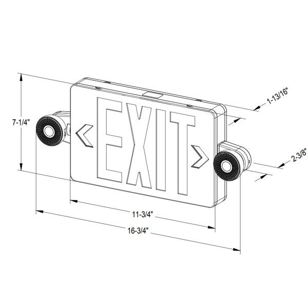 Halco - EMG-EXC-BK-RG - LED Exit / EM Light Combo Black Thermoplastic Red/GRN Sng/DBL Face product image