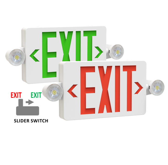 Halco - EMG-EXC-WH-RG - Emergence LED Exit/EM Combo Red/Green Single/Double Face product image