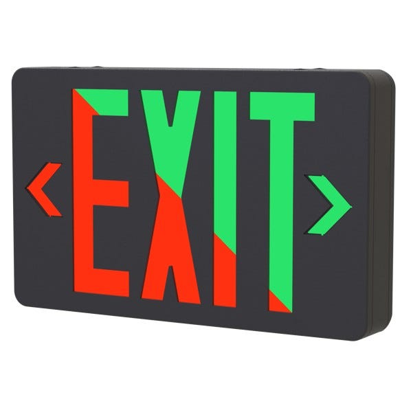 Halco - EMG-EXE-BK-RG-RC - LED Exit Sign Black Thermoplastic Red/Green Sng/Dbl with RC product image