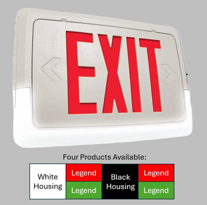 Halco - EMG-LPCU-R-BK - Low Profile Exit & Emergency Combo Single Face Red Legend Black Housing product image