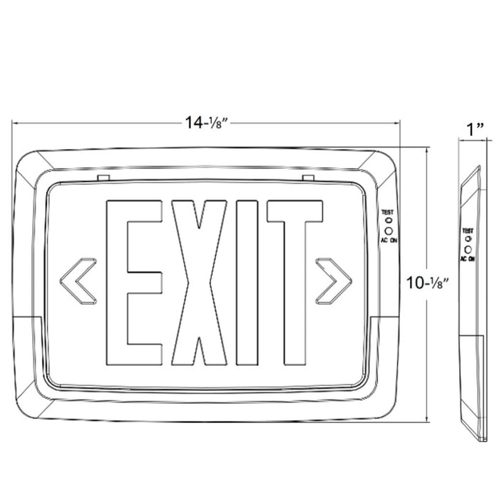 Halco - EMG-LPCU-R-BK - Low Profile Exit & Emergency Combo Single Face Red Legend Black Housing product image