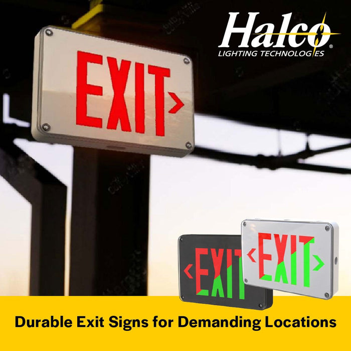 Halco - EMG-WLEX-WH-RG - Wet Location Exit White Red/Green Singe/Double Face RC product image