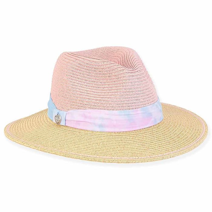 Hazel Tie Dye Band Straw Safari Hat for Petites - Sunny Dayz™ Safari Hat Sun N Sand Hats HK465 Natural Small (54 cm)
