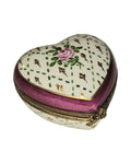 Heart Limoges Box with Pink Flower and Gold