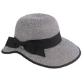 Heathered Straw Backless Sun Hat with Bow - Jeanne Simmons Facesaver Hat Jeanne Simmons Accessories JS8556-BLK Black / White