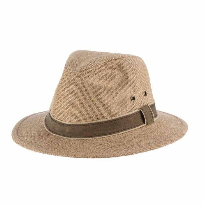Hemp Safari Hat with Leather Band - Dorfman Pacific Safari Hat Dorfman Hat Co.