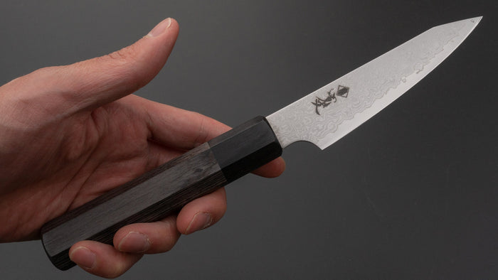 Hitohira Kanjo VG10 Damascus Paring 105mm Pakka Handle | HITOHIRA