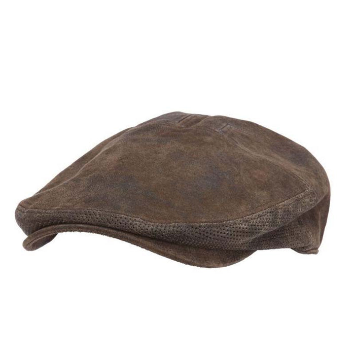 Hood Suede Flat Cap with Perforated Sides - Stetson and Scala Hats Flat Cap Stetson Hats SL297-CHOC2 Scala Hats Chocolate Medium