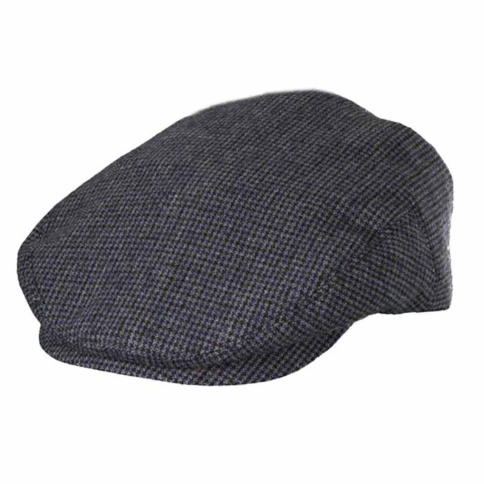 Houndstooth Lined Flat Cap - Dorfman Pacific Hat Flat Cap Dorfman Hat Co. MW204 Grey Small/Medium