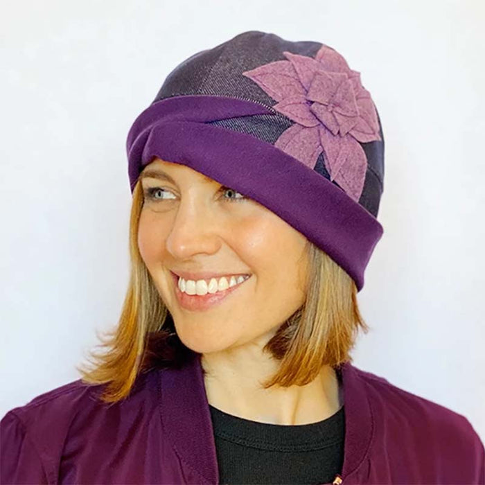 Indigo Upcycled Jersey Beanie Hat for Healing - Flipside Hats Beanie Flipside Hats