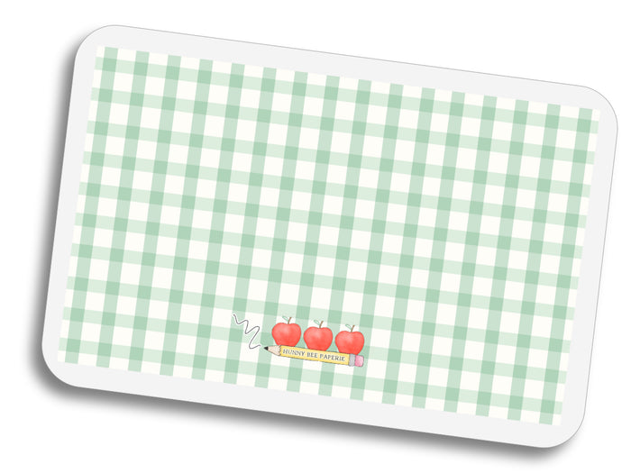 _ is for ____ Laminated Placemat - Green Gingham