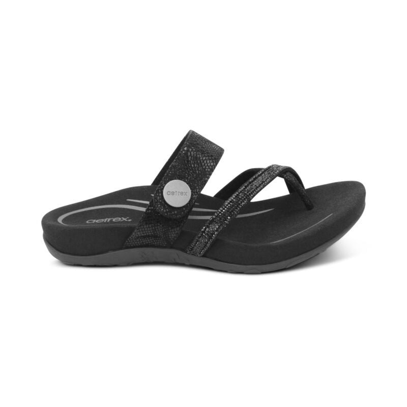 Izzy Adjustable Slide Sandal #color_black-sparkle