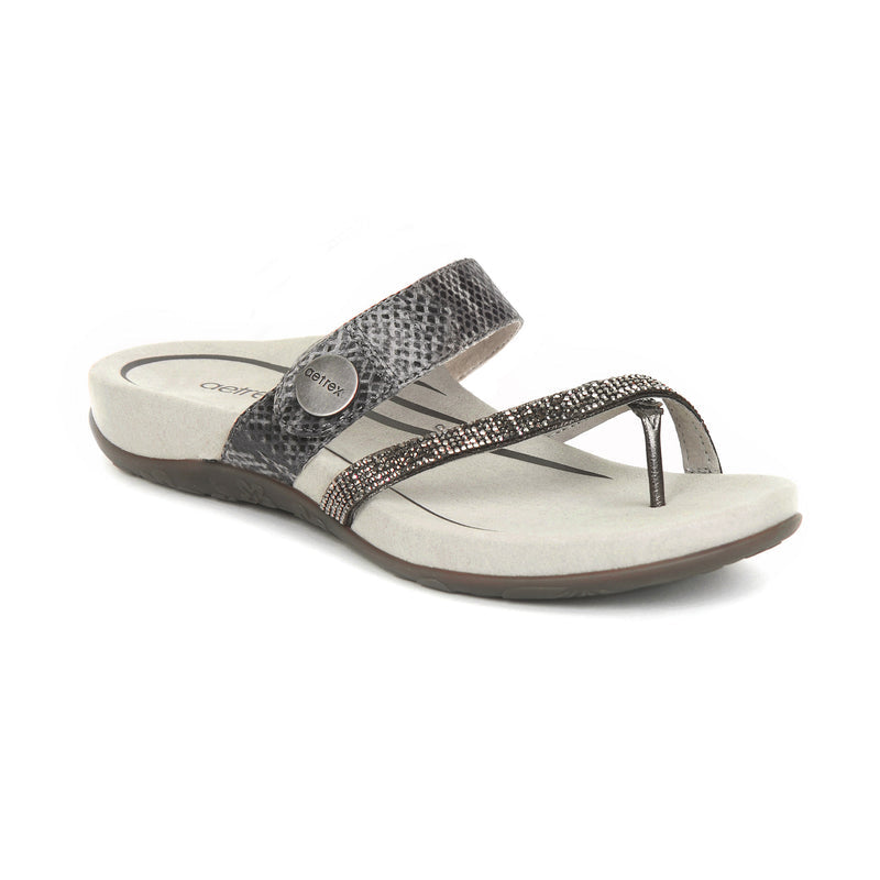 Izzy Adjustable Slide Sandal #color_pewter-sparkle