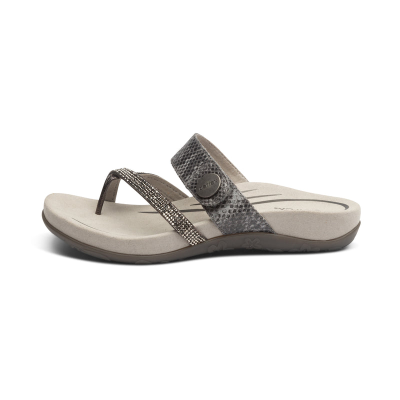 Izzy Adjustable Slide Sandal #color_pewter-sparkle