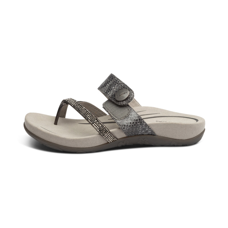 Izzy Adjustable Slide Sandal #color_pewter-sparkle