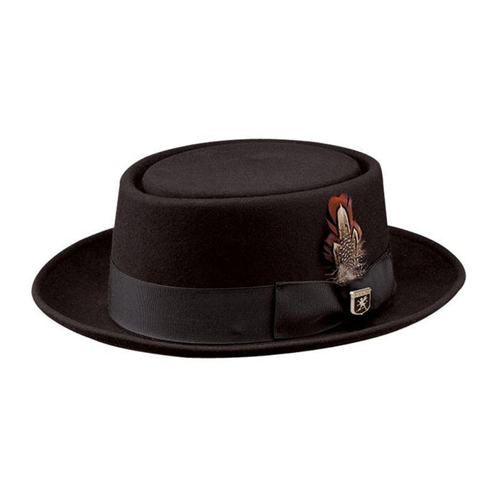 Jackson Wool Felt Porkpie Hat, up to 2XL - Stacy Adams Hats Gambler Hat Stacy Adams Hats SAW509 Black Large (23")